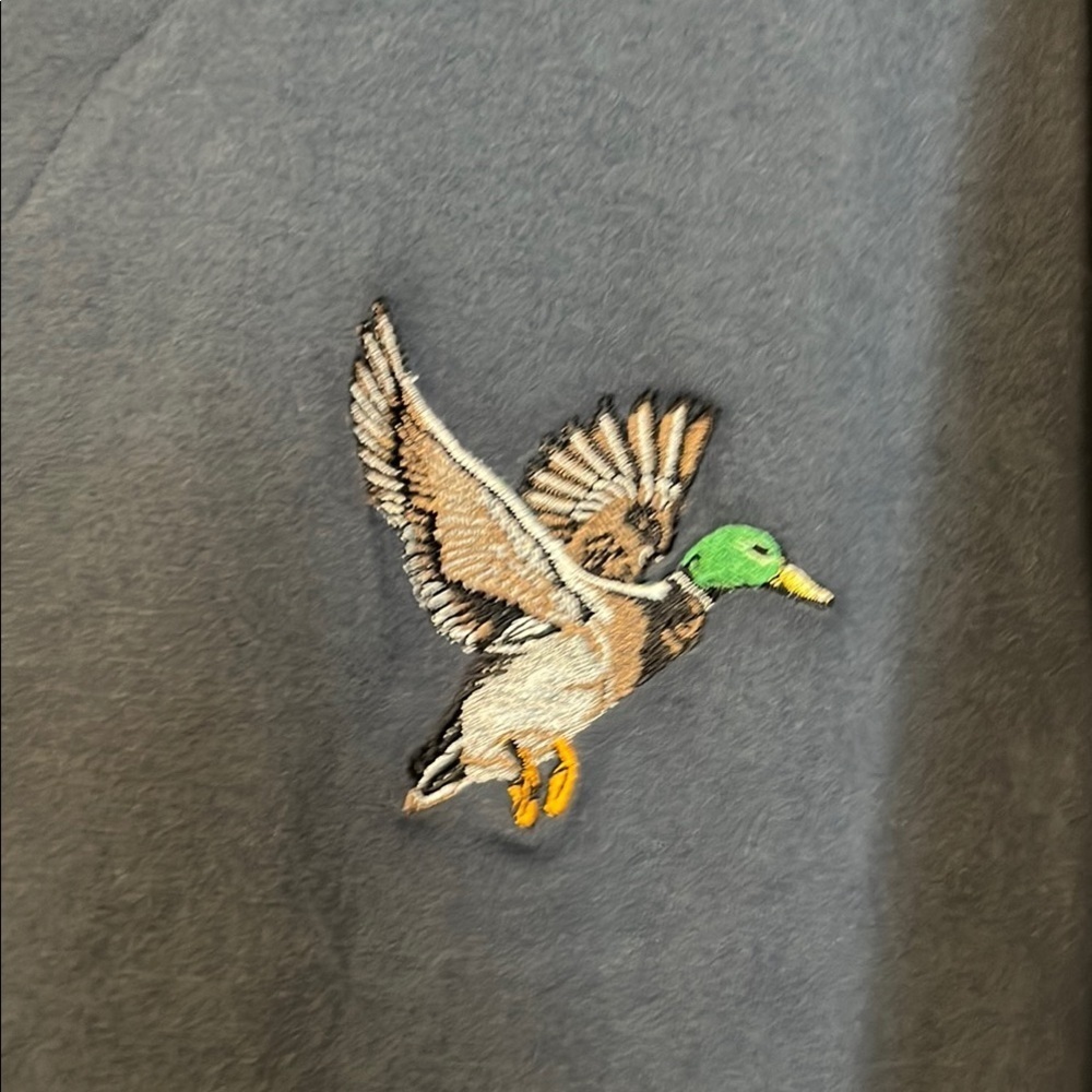 Blue Quarter-Zip Pullover with Embroidered Duck - Picture 3 of 7